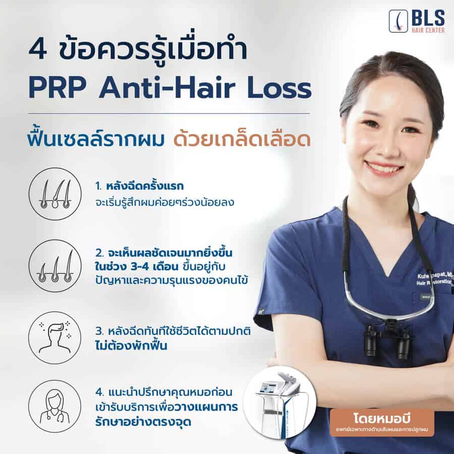 ผลลัพธ์หลังฉีดผม PRP ฟื้นเซลล์รากผม ด้วยเกล็ดเลือด | เพิ่มผมหน้า